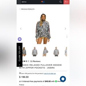 NINJA PULLOVER HOODIE - ZEBRA